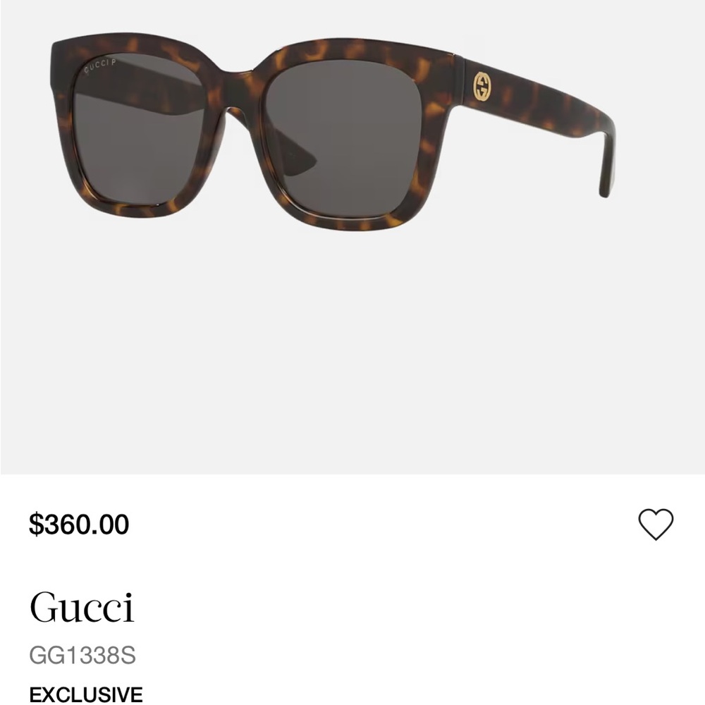 Gucci Tortoise Shell Square Sunglasses with Dark Gray Lenses